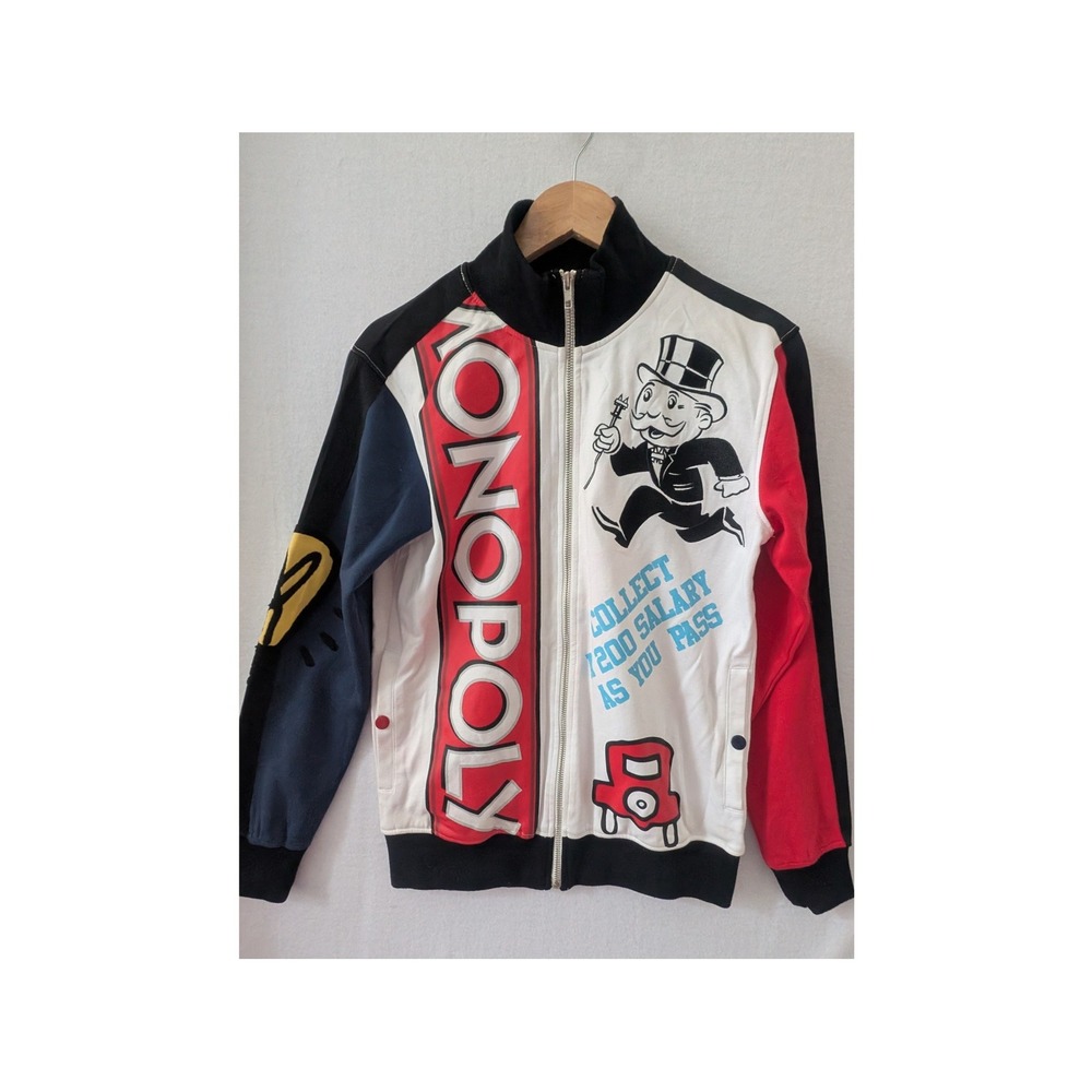 Monopoly Board Game Colorblock Track Jacket Full Zip Graphic Sweatshirt Small